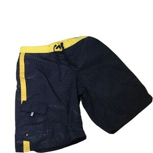 Counter Culture Mens Blue & Yellow Board / Swim Shorts Size 32 With Front Pocket